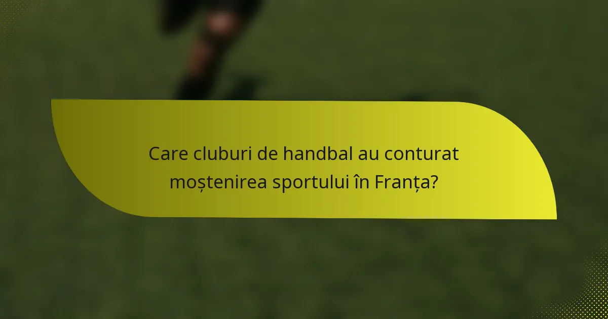 Care cluburi de handbal au conturat moștenirea sportului în Franța?