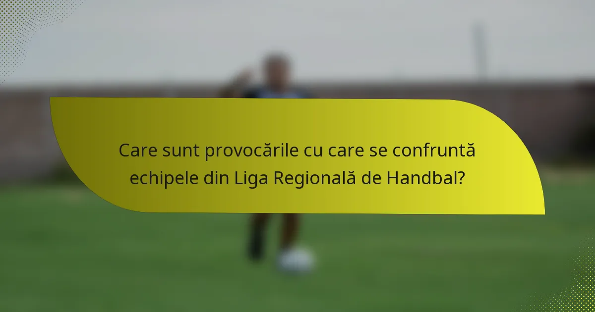 Care sunt provocările cu care se confruntă echipele din Liga Regională de Handbal?