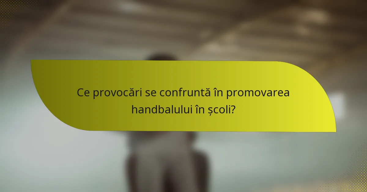 Ce provocări se confruntă în promovarea handbalului în școli?