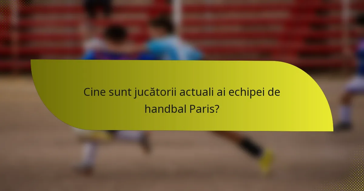 Cine sunt jucătorii actuali ai echipei de handbal Paris?