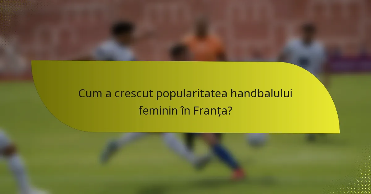 Cum a crescut popularitatea handbalului feminin în Franța?