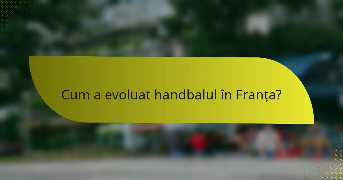 Cum a evoluat handbalul în Franța?
