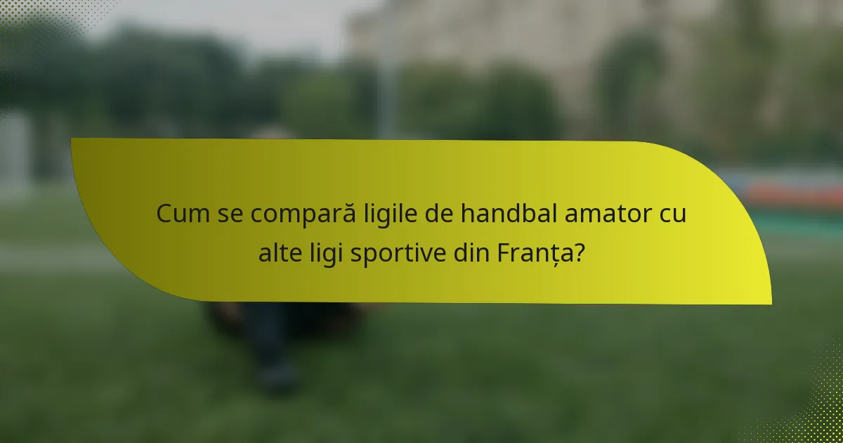 Cum se compară ligile de handbal amator cu alte ligi sportive din Franța?