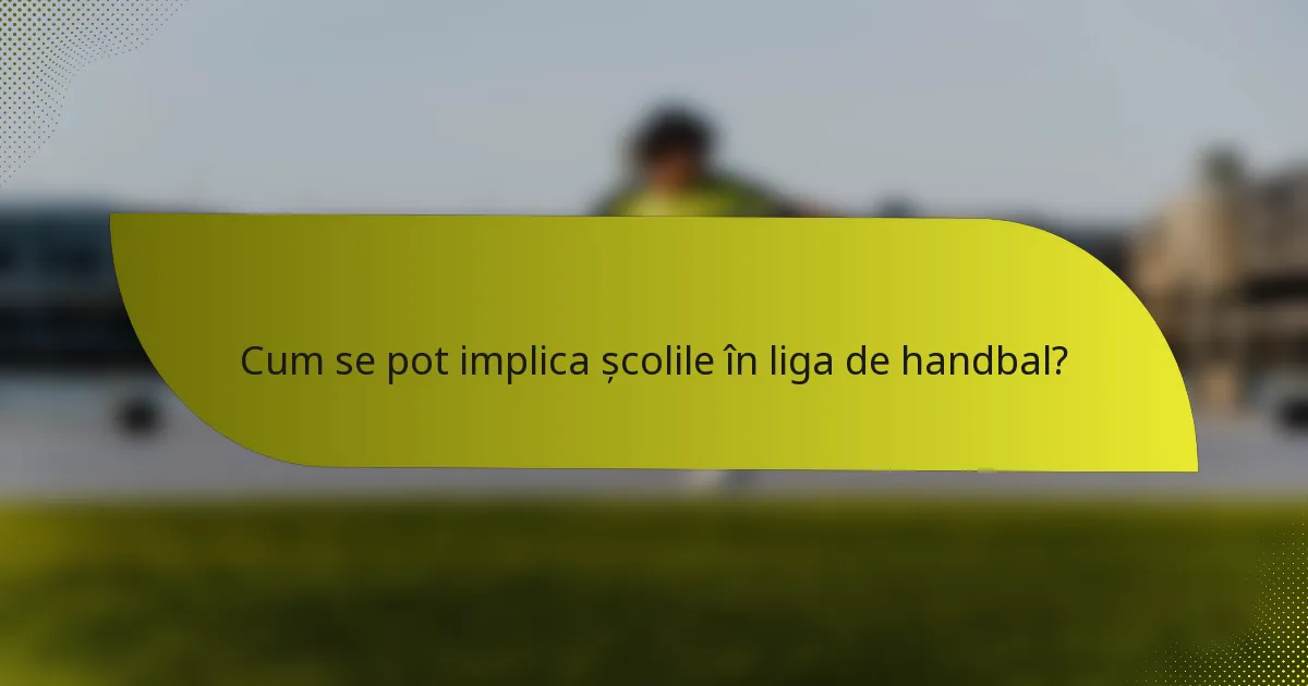 Cum se pot implica școlile în liga de handbal?